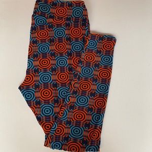LuLaRoe TC (12-20) Blue Orange Swirl Leggings SOFT